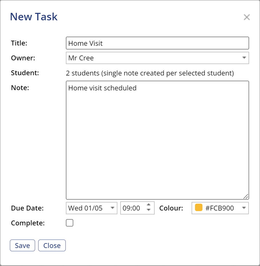 Add Tasks for school staff using Stage Management